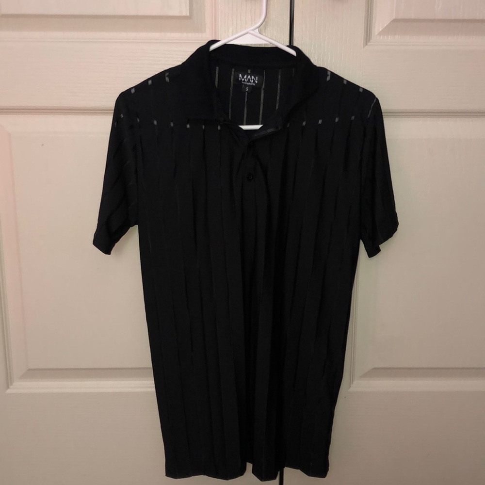 Black men boohooman polo transparent shirt